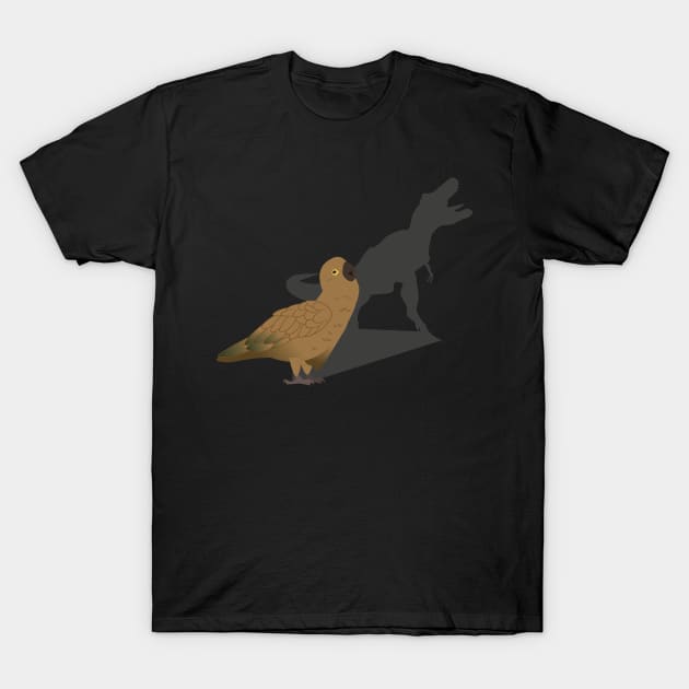 T-Rex Shadow Bird Watcher and Kea Bird Watching New Zealand T-Shirt by Riffize